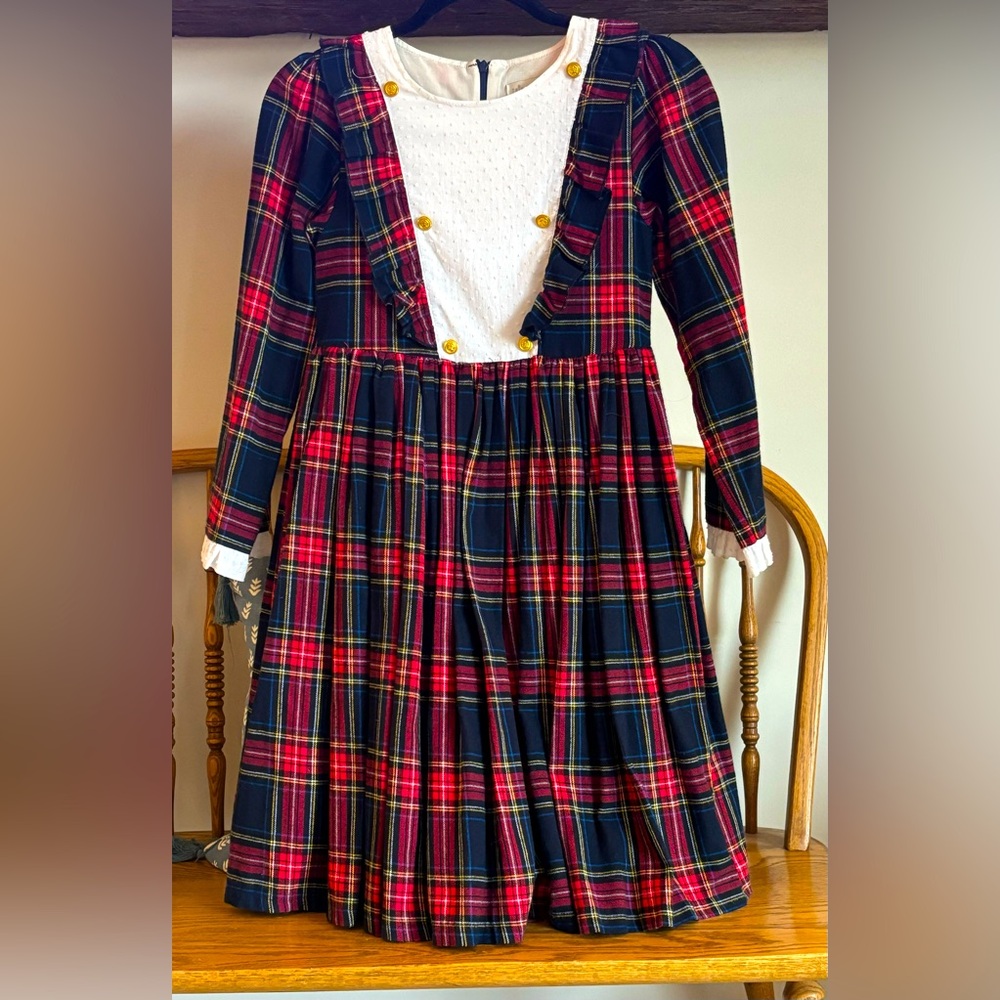 Trish Scully, Girls Red and Navy Plaid Dress, Size 14